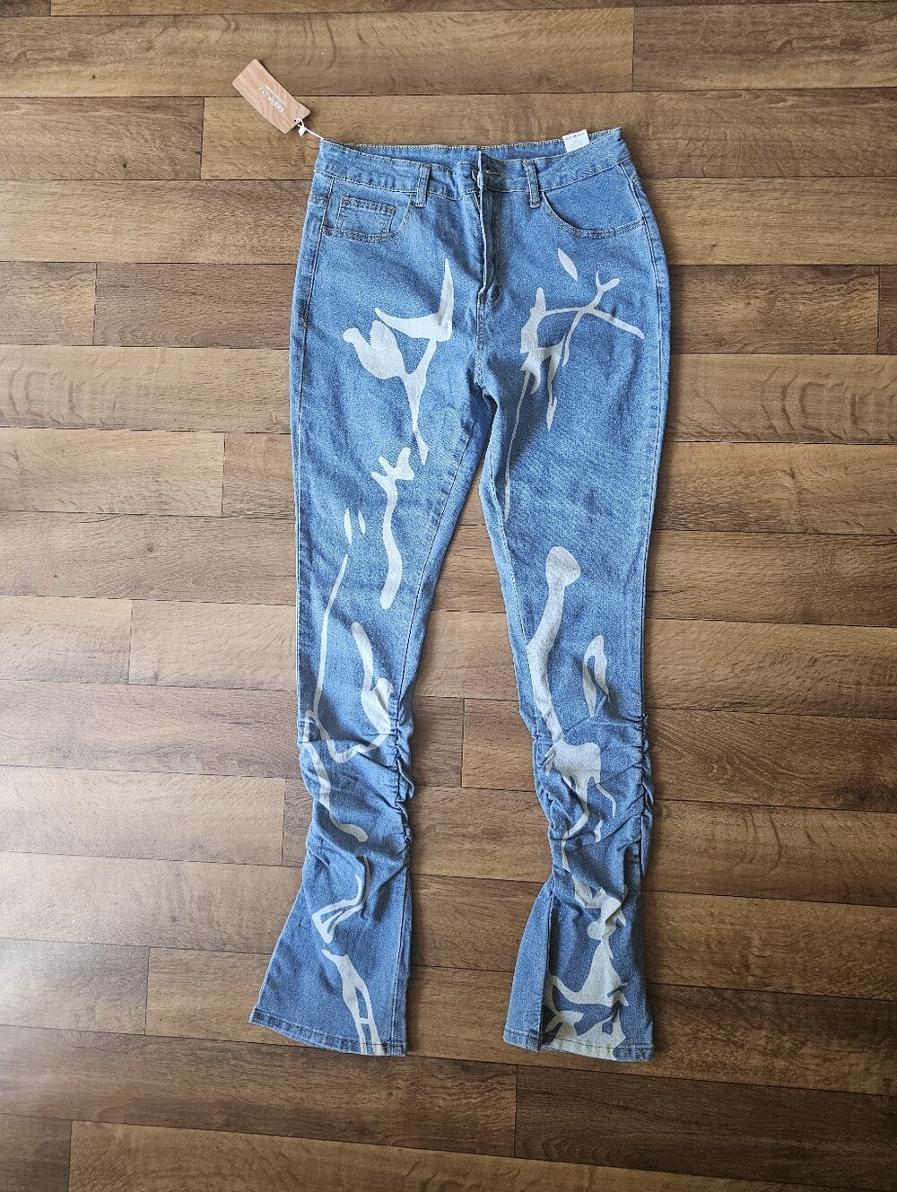 Blue Painted-Print Women's Jeans